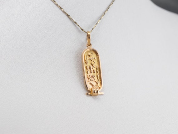 18K Gold Egyptian Hieroglyphics Pendant, Gold Hie… - image 8