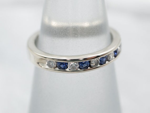 Diamond Sapphire Band, Sapphire Stacking Band, Un… - image 3