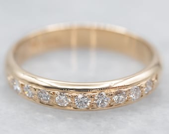 Vintage 14K Yellow Gold Diamond Wedding Stacking Band, .34 Carats