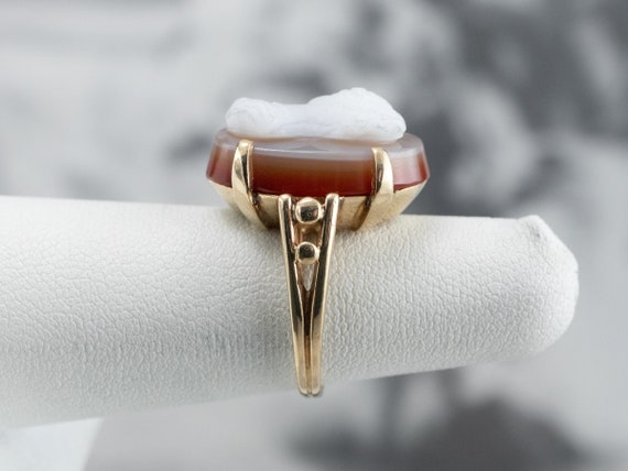 Sardonyx Cameo Yellow Gold Ring, Large Cameo Ring… - image 9