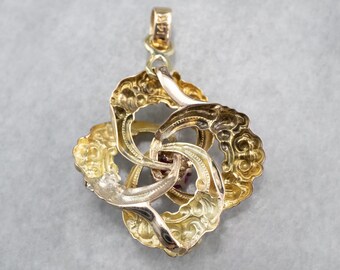置物 Ruby Ruby Lover's Knot Pendant, Yellow Gold Ruby Pendant, Ruby