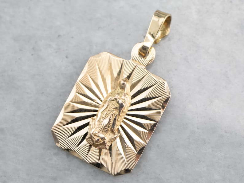 Yellow Gold Religious Pendant Religious Jewelry H1A7NNT2 Virgin Mary Religious Medallion Religious Charm Mother Mary Pendant