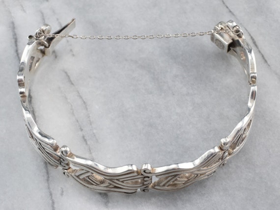 Sterling Silver Patterned Link Bracelet, Taxco Me… - image 6