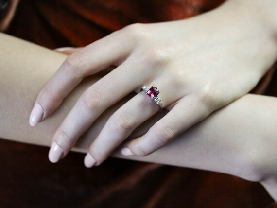 Platinum Ruby and Diamond Ring, Retro Anniversary… - image 10
