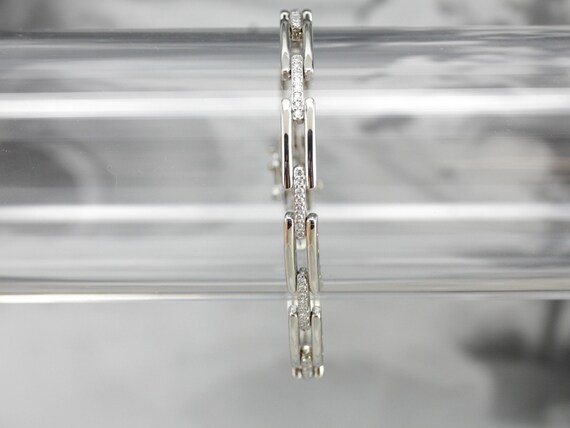 White Gold Diamond Link Bracelet, Layering Bracel… - image 4