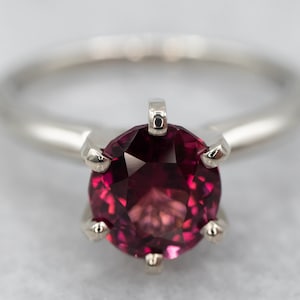 Anello in oro 14 carati con granato rodolite, pietra preziosa solitaria, misura 5,75