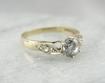 English Sensibility, Affordable European Cut Diamond,  Vintage 9KT Engagement Ring 5E8PND-D