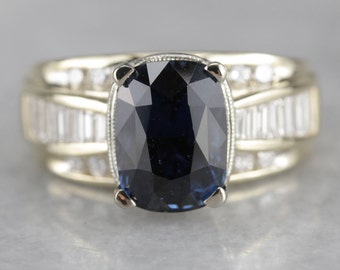 Fine Ceylon Sapphire Statement Ring, Sapphire and Diamond, Right Hand Ring, Collectors Gemstone XF8UWYQ1-N