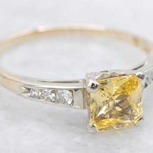 Retro 14K Gold Yellow Sapphire and Diamond Ring