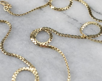 Cadena de oro amarillo de 14 quilates con diseño de serpiente, collar plano de 20 pulgadas