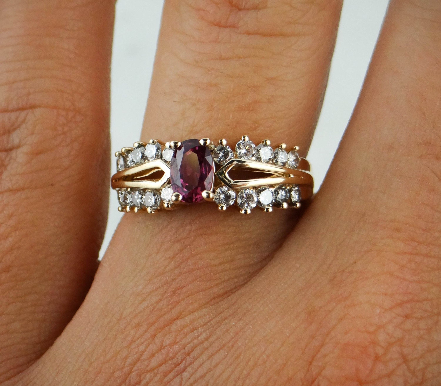 Beautiful Ruby Cluster Ring Vintage Starburst 6NA5UT-R | Etsy