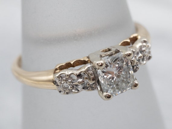 Vintage Three Stone Diamond Ring, Diamond Engagem… - image 3