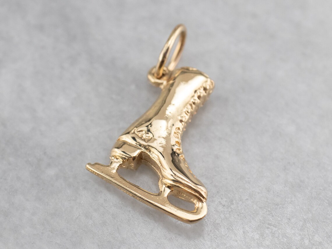14K Gold Ice Skate Charm Skating Charm Winter Charm Figure Etsy