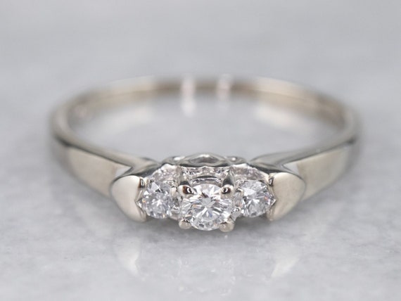 Three Stone Diamond Engagement Ring, Classic Thre… - image 1