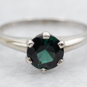 White Gold Indicolite Tourmaline Ring, Indicolite Tourmaline, Tourmaline Ring, Solitaire Ring, Right Hand Ring, Birthstone Ring A50086