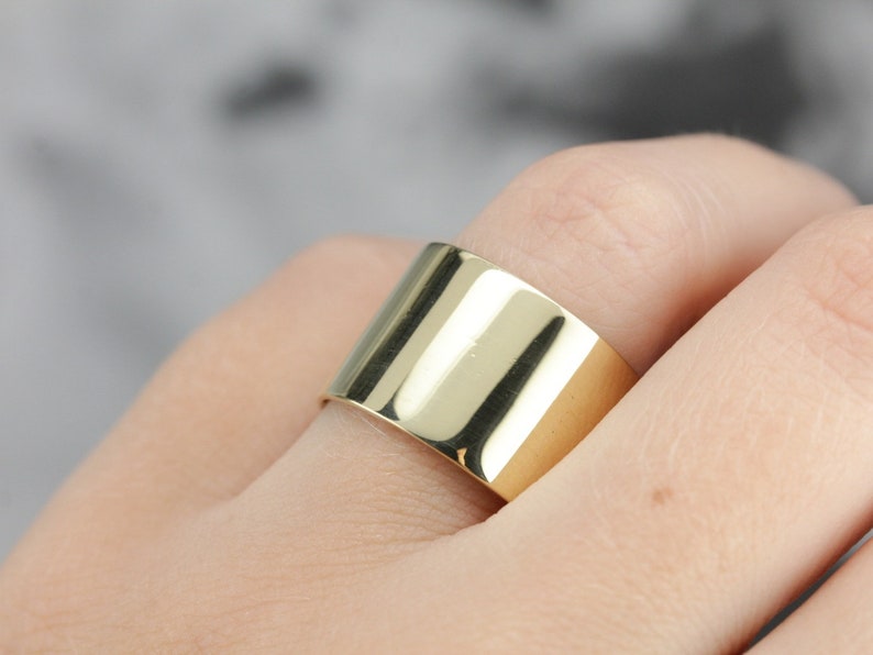 Extra Wide Gold Cigar Band 18K Yellow Gold Band Ring Etsy