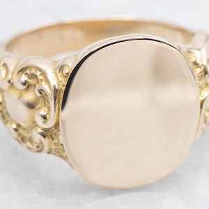 Victorian Gold Signet Ring, Ornate Signet Ring, Antique Signet Ring, Unisex Ring, Victorian Jewelry, Personalized Ring, Birthday Gift A59911