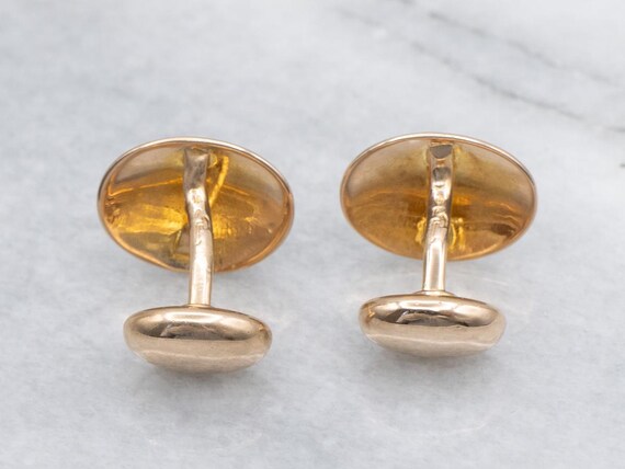 Antique Polished Gold Oval Cufflinks View 6