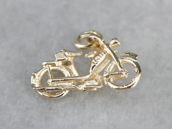 Detailed Motorcycle Charm, Gold Motorcycle, Unisex