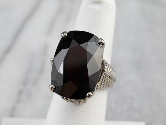 Bold Garnet Gold Cocktail Ring, Cushion Cut Garne… - image 7