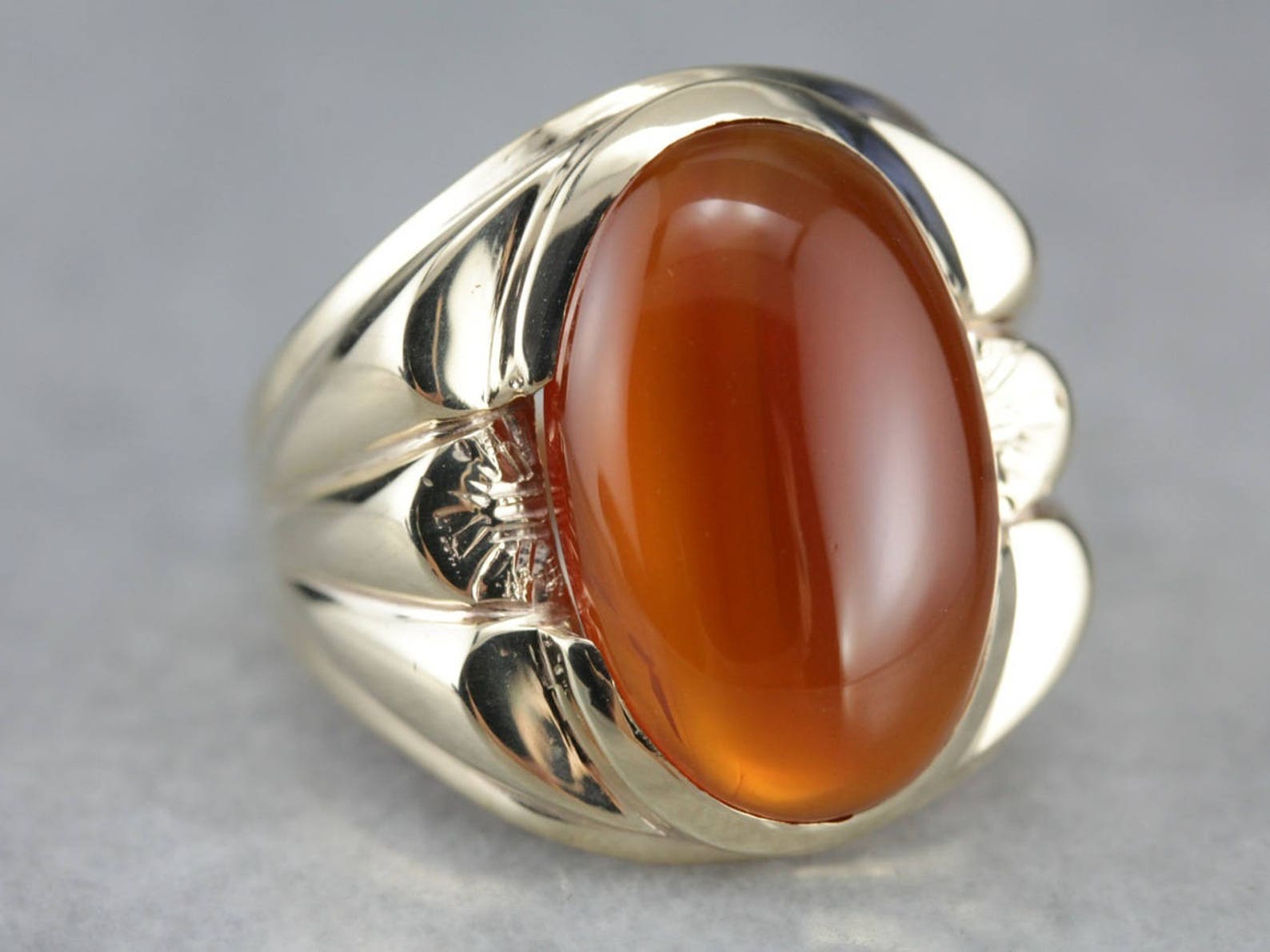Men's Retro Era Carnelian Ring Gold Men's Ring Etsy