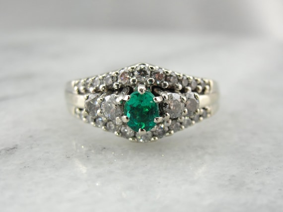 Emerald Cocktail Ring, Stunning Green Glitter! 4NY