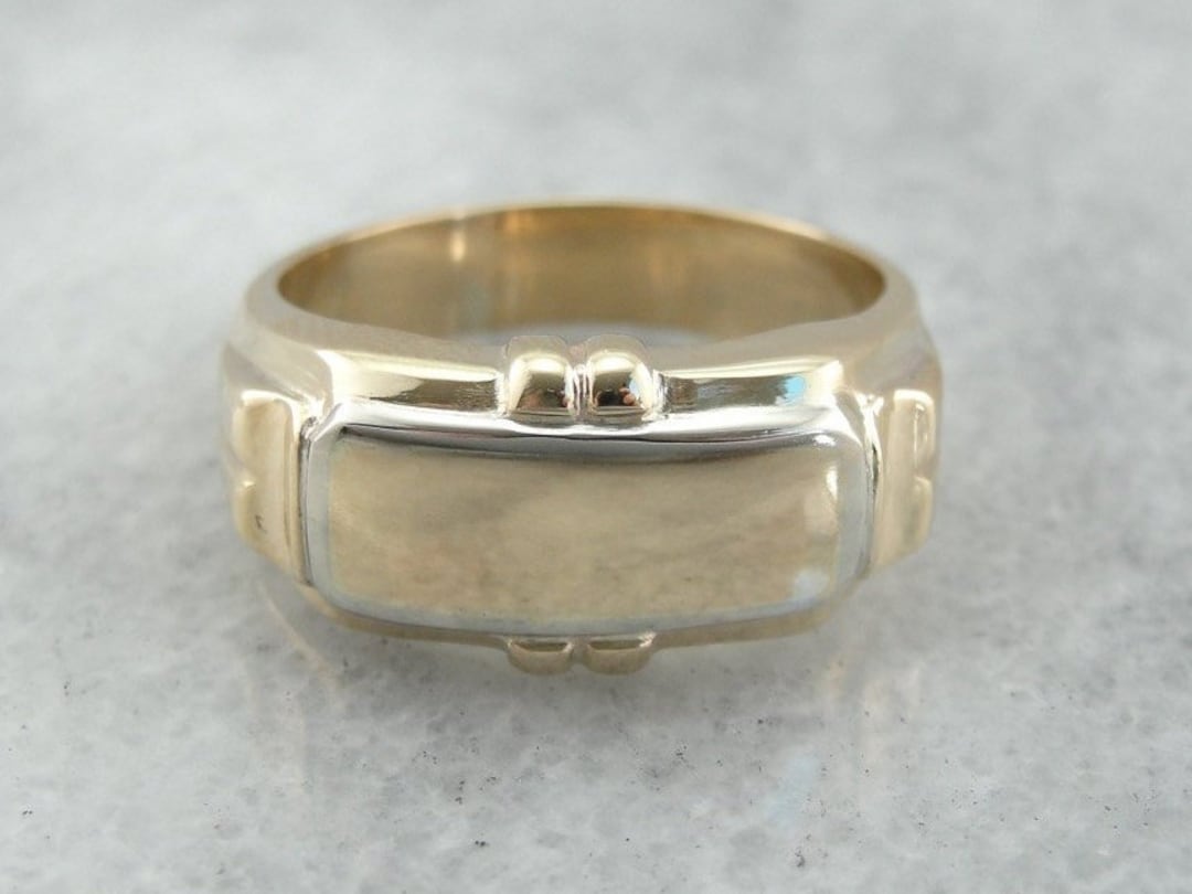 14K リング　レトロ レトロ時代、ヴィンテージ メンズ シグネット リング 14K