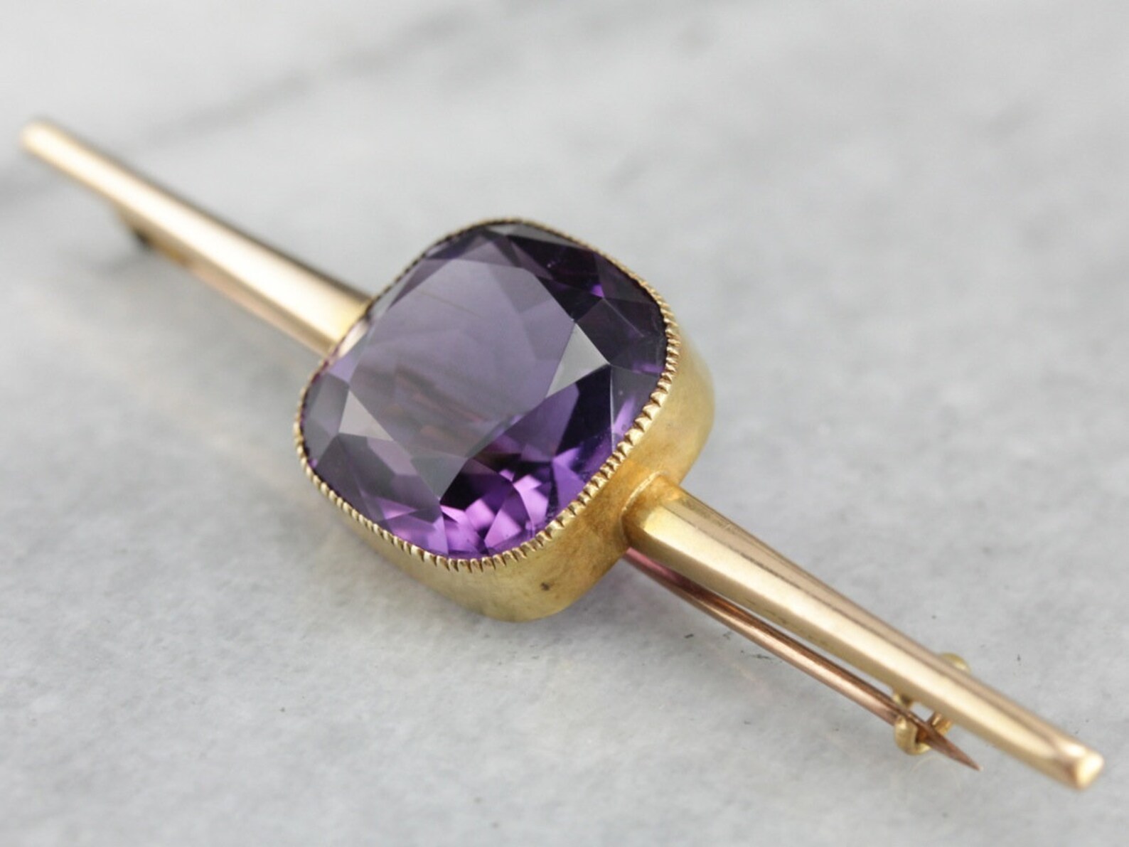 15ct antique British Bar Pin with Fine Amethyst Center MVWXLF Etsy
