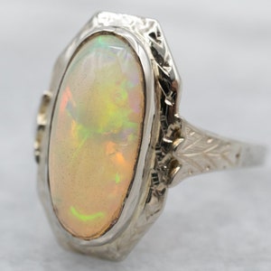 Appartement oor Harden 5 Ct Australian Semi Black Crystal Opal Ring in 14k White Gold - Etsy  Denmark