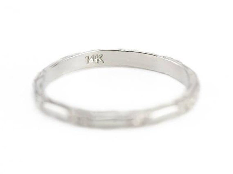 Wedding Band Elizabeth Henry Collection The Marjorie Band in 14 Karat White Gold Stacking Band Pattern Band
