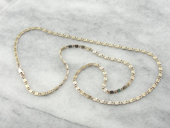 Simple Yellow Gold Snail Chain With Spiral Links … - image 1