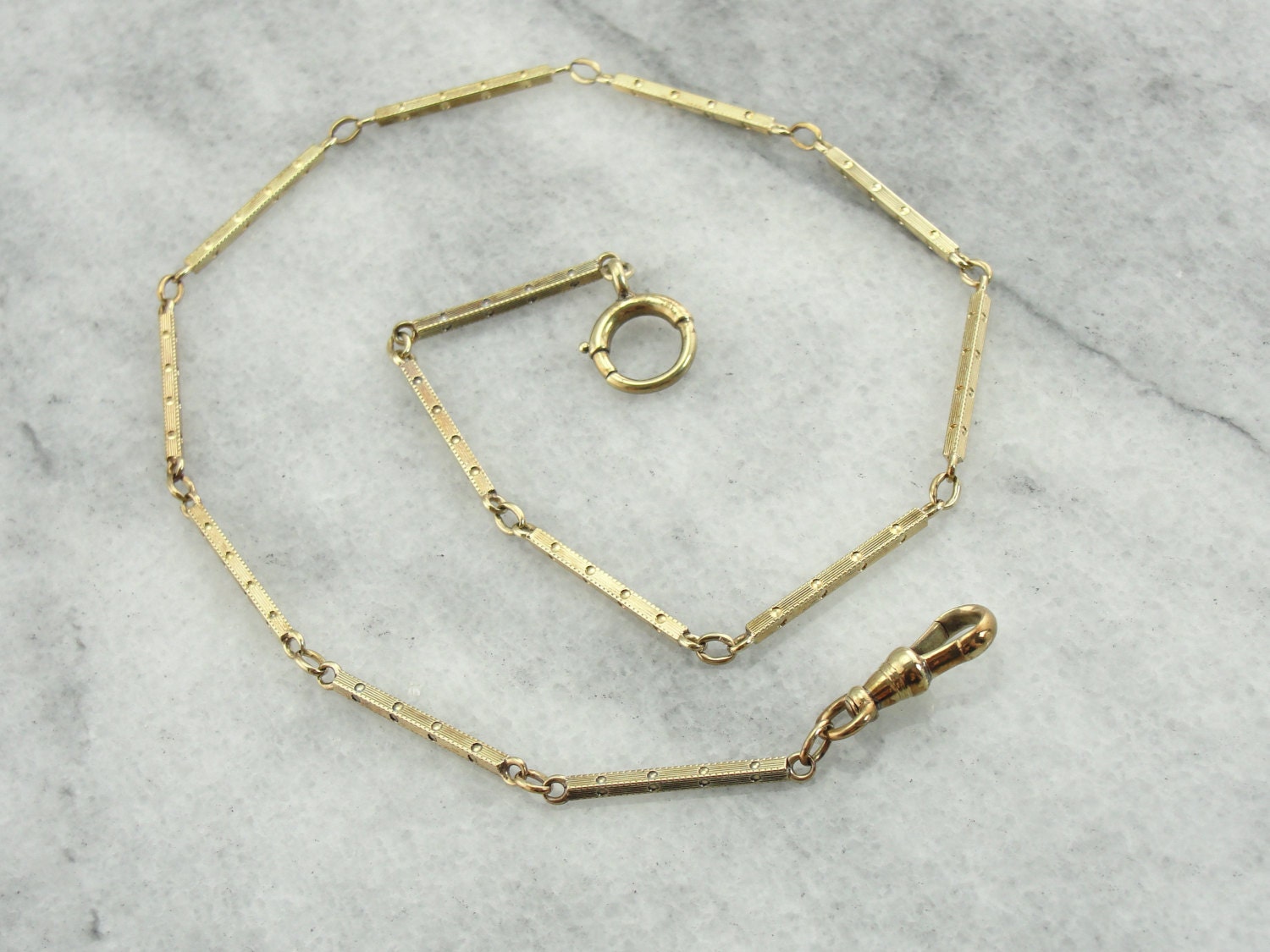 ヴィンテージ 14 カラット ゴールド 懐中時計チェーン、装飾リンク付き