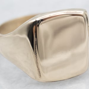 Unisex Plain Gold Signet Ring, Rectangle Signet Ring, Yellow Gold Signet, Gold Statement Ring, Plain Gold Ring, Birthday Gift A22935