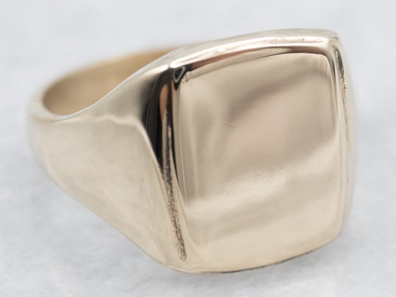 Unisex Plain Gold Signet Ring, Rectangle Signet R… - image 1