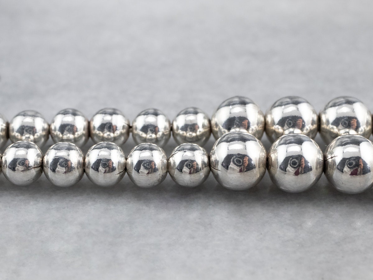 【WE11DONE】 Ball Chain Necklace Silver Beaded chain necklace in sterling silver, 34