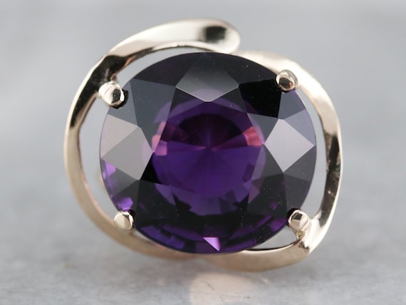 14K Yellow Gold Amethyst Statement Ring, 17.73 Ca… - image 1