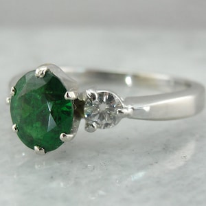 Tsavorite Garnet, Gorgeous Three Stone Anniversary or Engagement Ring  T5WDT8-N