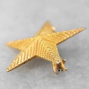 Textured Gold Star Pin, Yellow Gold Star Brooch, Star Brooch Pin, Celestial Jewelry, Unisex Gift, Star Jewelry 5QNAKHD3 image 4