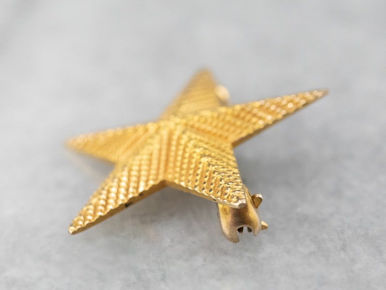 Textured Gold Star Pin, Yellow Gold Star Brooch, Star Brooch Pin, Celestial Jewelry, Unisex Gift, Star Jewelry 5QNAKHD3 image 4