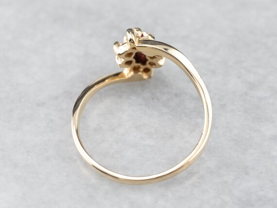 14K Yellow Gold Marquise Ruby Diamond Halo Bypass… - image 5