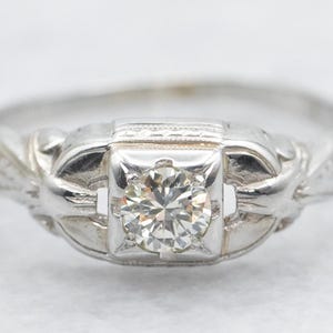Round Brilliant Diamond Engagement Ring, Vintage Diamond Solitaire Ring, Retro Diamond Ring, Vintage Engagement Ring, Estate Jewelry A44311