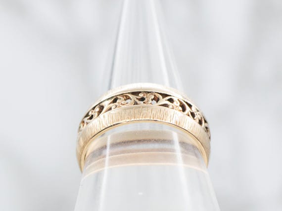 Vintage 14K Yellow Gold Wedding Band, Openwork Sc… - image 3