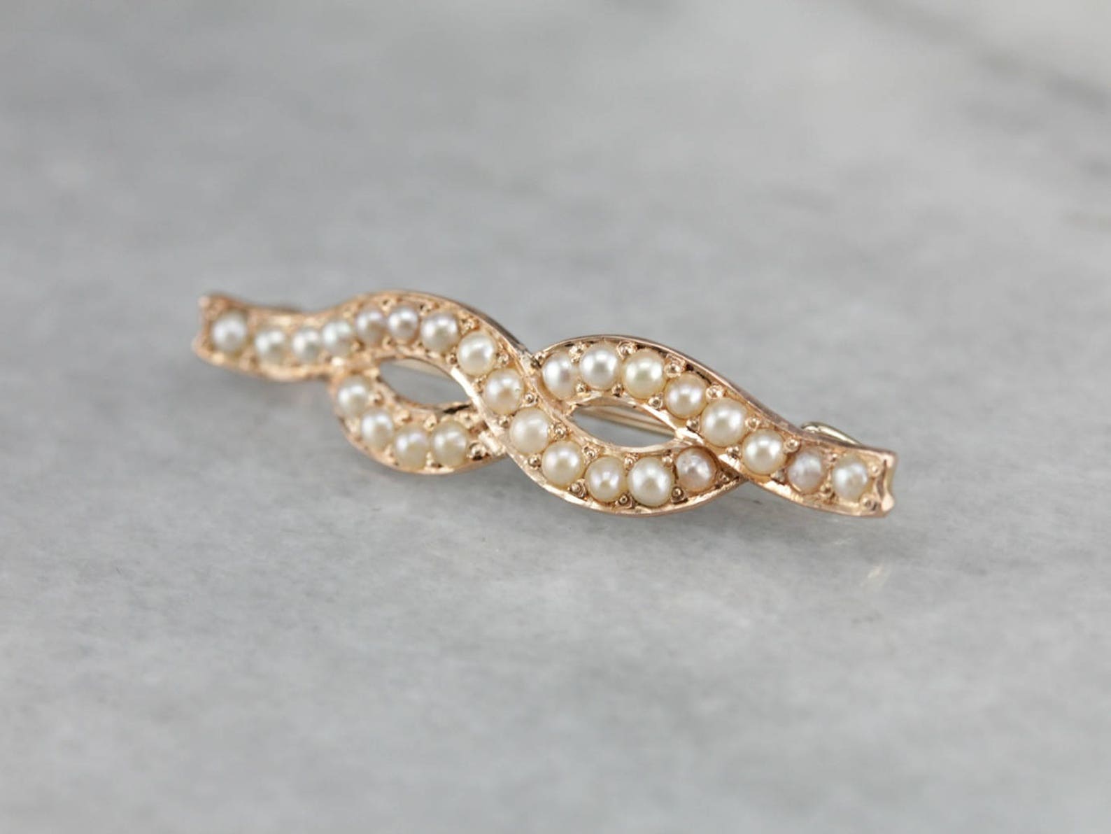 Antique Seed Pearl Pin Pearl Brooch Infinity Pin Unisex Etsy
