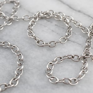 Corrente de cabo de ouro branco 18K estilo náutico, colar de corrente de elo oval, corrente unissex, colar de noiva, corrente de camadas, corrente de pingente HE7Y5P3A