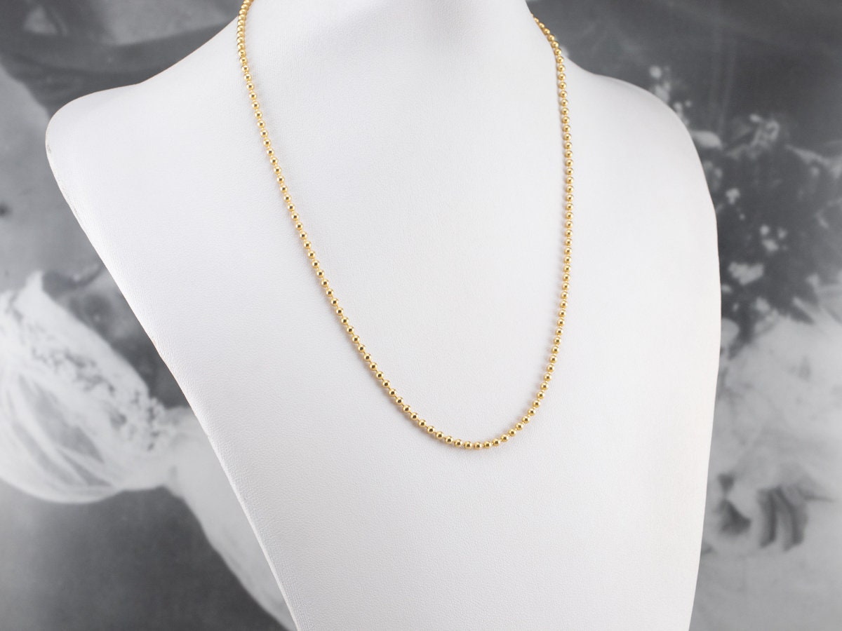 Vintage 14K Yellow Gold Beaded Chain, Beaded Ball Chain