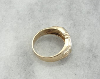 レトロ時代、ヴィンテージ メンズ シグネット リング 14K ゴールド製