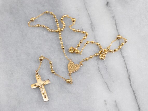 Vintage Yellow Gold Rosary Beads Gold 