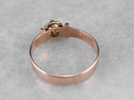 Antique Buttercup Diamond Ring, Rose Gold Diamond… - image 5