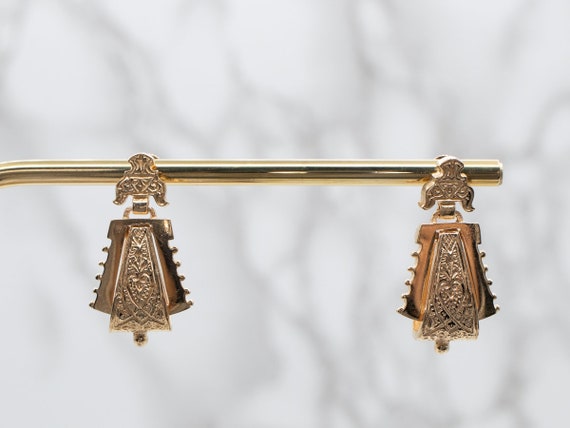 Victorian Revival Gold Drop Earrings, Door Knocke… - image 5