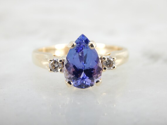 Tanzanite Teardrop, Indigo Gemstone Cocktail Ring F81Q5W-D